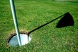 a golf course hole on green