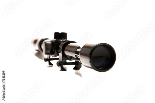 Photo: rifle gun scope on white rifle gun scope on white