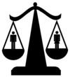 scales of justice with man and woman - sexual equality