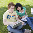 Teen couple does homework