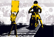 Illustration: Show motorbike - yellow and black Show motorbike - yellow and black