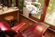 Dentist office chair and light in room