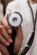 Photo: Stethoscope on a doctor on white lab coat Stethoscope on a doctor on white lab coat