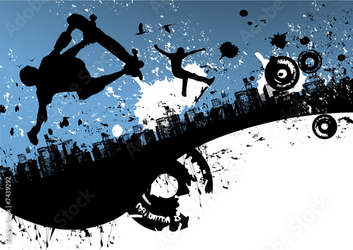 Illustration: Skateboard city background Skateboard city background