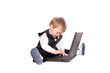 child works on the computer