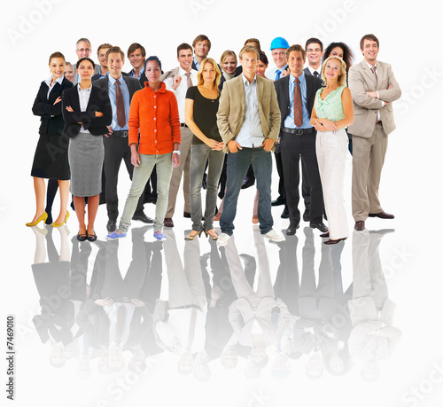 Photo: Business groups and different people in a line concept. Large gr Business groups and different people in a line concept. Large gr