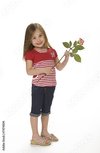 Photo: Cute Girl Holding Rose Cute Girl Holding Rose