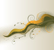 floral swirl backgrownd - green and orange