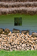 Old hut with woddpile