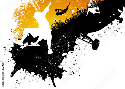 Illustration: Skateboard abstract city background Skateboard abstract city background