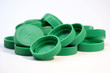 green milk bottle lids..