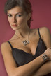 Beautiful girl in studio isolated on red