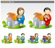Real Estate Agents with house  for sale - offico icon set