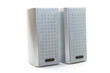 two speakers on white