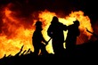 Fire fighters and huge flames Fire fighters and huge flames