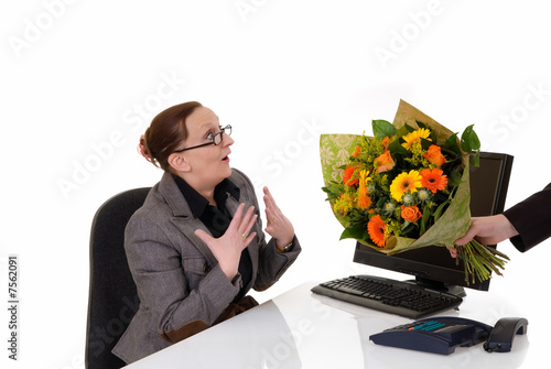 Photo: Secretary day, flowers on desk Secretary day, flowers on desk