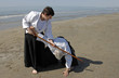 entrainement d'aikido sur la plage