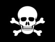 Skull and Crossbones on black background
