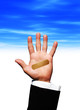 Plaster on hand