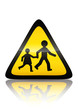 Symbole de danger école (reflet métal) 