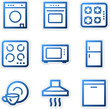 Household appliances icons, blue contour series Household appliances icons, blue contour series