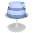 Blue Cake with cyan flowers and ribbon Blue Cake with cyan flowers and ribbon