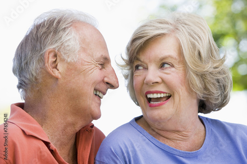 Senior couple relaxing outside