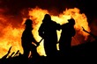 Fire fighters and huge flames Fire fighters and huge flames