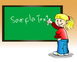 Illustration: child writing at board child writing at board