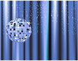Disco ball, curtains, celebration