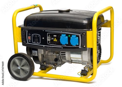 Photo: Yellow-black electric AC generator isolated on white Yellow-black electric AC generator isolated on white