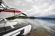 USA, Alaska, sea plane tied to pier, close up