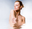 Portrait beautiful young woman in the water Portrait beautiful young woman in the water