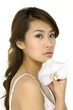 Beautiful Asian woman and  orchid