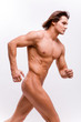 Muscular sexy Man with a naked torso isolated on white