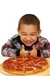 Boy ready to eat a pizza