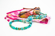 summer accessories on white background