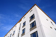  shot of a facade of a new building at blue sky