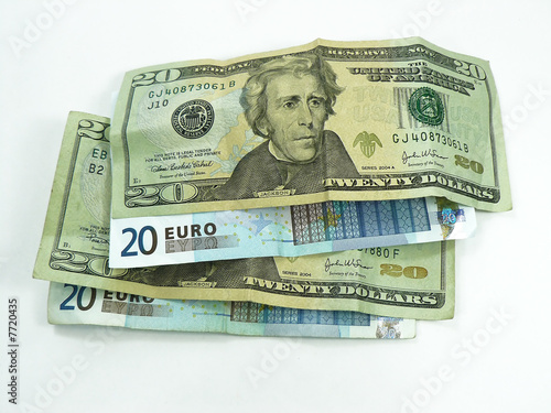 Foto: 20 dollars and euros 20 dollars and euros