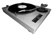 A 3d rendered technics-style turntable, silver body A 3d rendered technics-style turntable, silver body