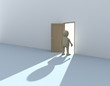 3d person at an open door