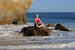 Yoga meditation at sunny beach Yoga meditation at sunny beach