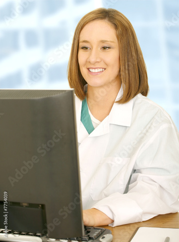 Doctor Woman Working With Her Computer