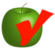apple with check mark - healthy food choice 