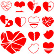 Heart icon collection - broken vector
