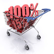 Shopping Cart (100% OFF). Concept of discount.