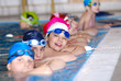 .childrens in serie at swimming pool