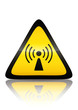 Symbole de danger de radiation non ionisante (reflet métal)