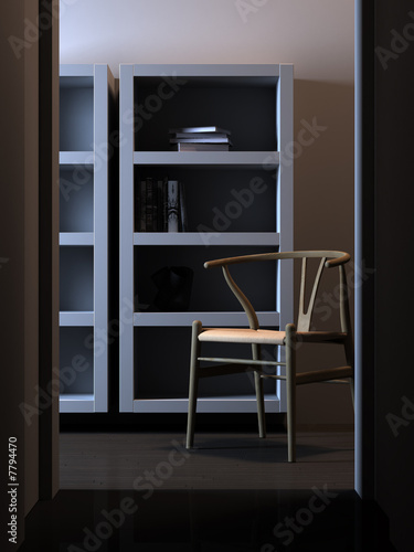 Illustration: Quiet interior with chair Quiet interior with chair