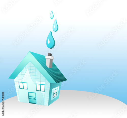 Illustration: maison et eau maison et eau